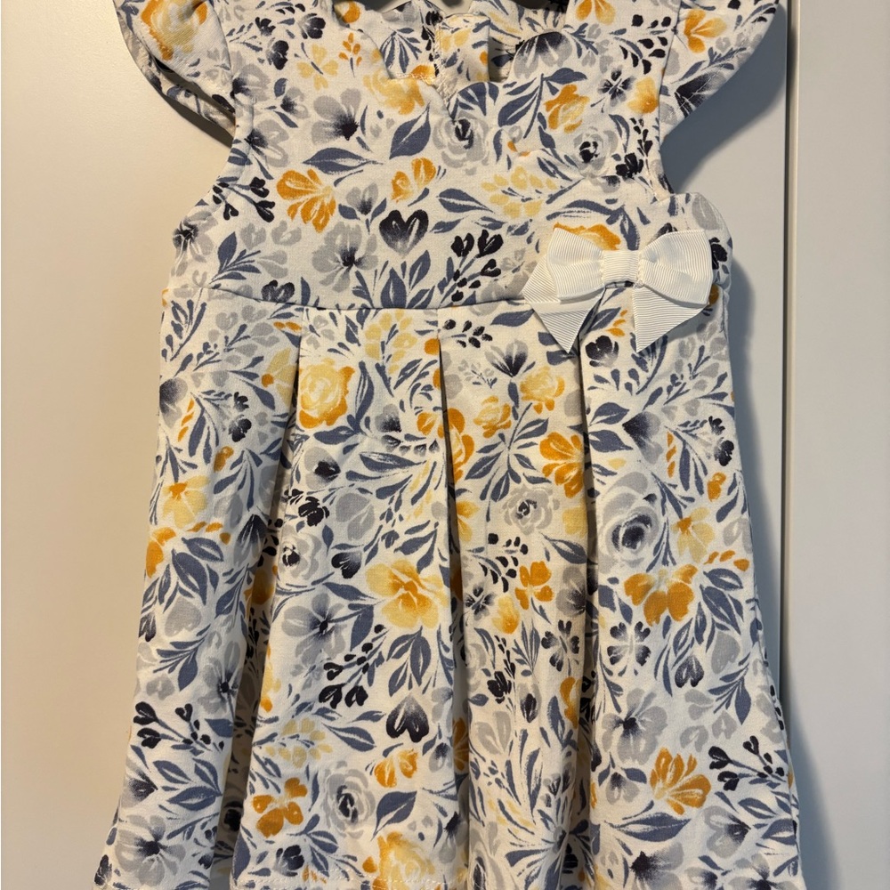 Floral Kids Dress in Yellow and Blue